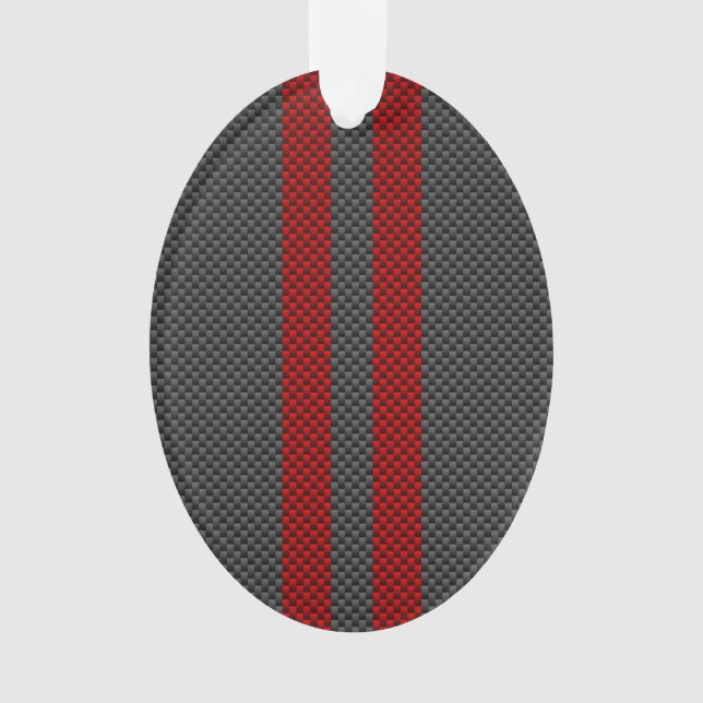 Burgundy Red Carbon Style Racing Stripes Decor Ornament (Front)