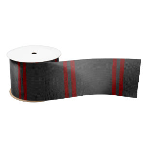Burgundy Red Carbon Style Racing Stripes Decor Satin Ribbon