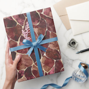 Burgundy Red Chic Abstract Bridal Shower Wrapping Paper