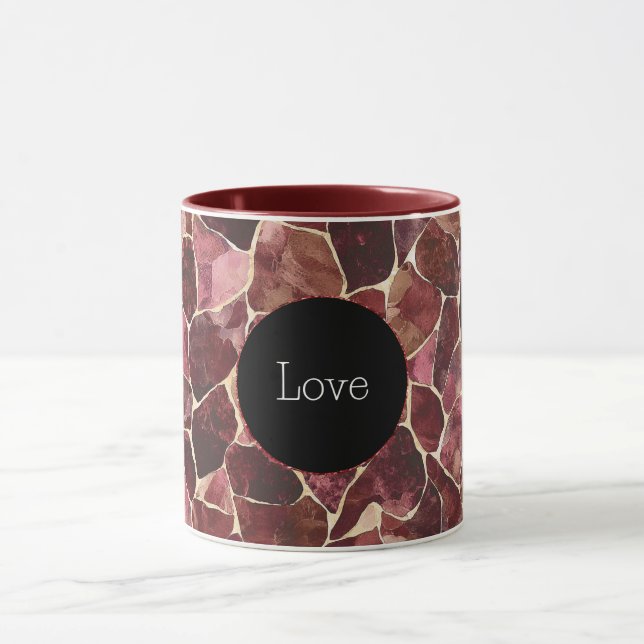 Burgundy Red Chic Abstract Mug (Center)
