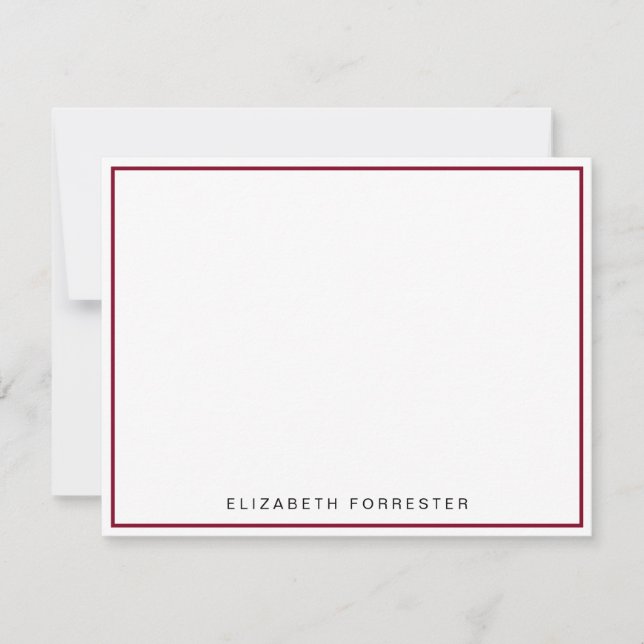 Burgundy Red Classic Single Border   Card (Front)