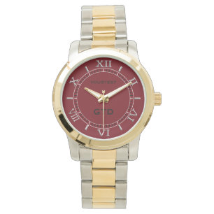 Burgundy Red Colour Background Personalize it Watch