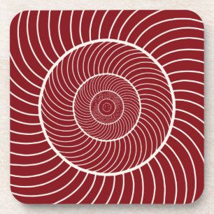Burgundy red cream spiral snail fibonacci sequence coaster