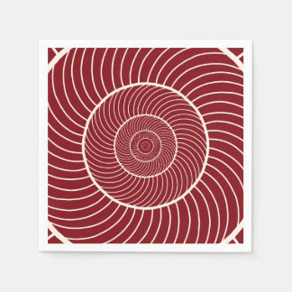 Burgundy red cream spiral snail fibonacci sequence napkin