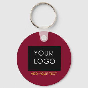 Burgundy Red Customizable Business Add Your Logo   Keychain