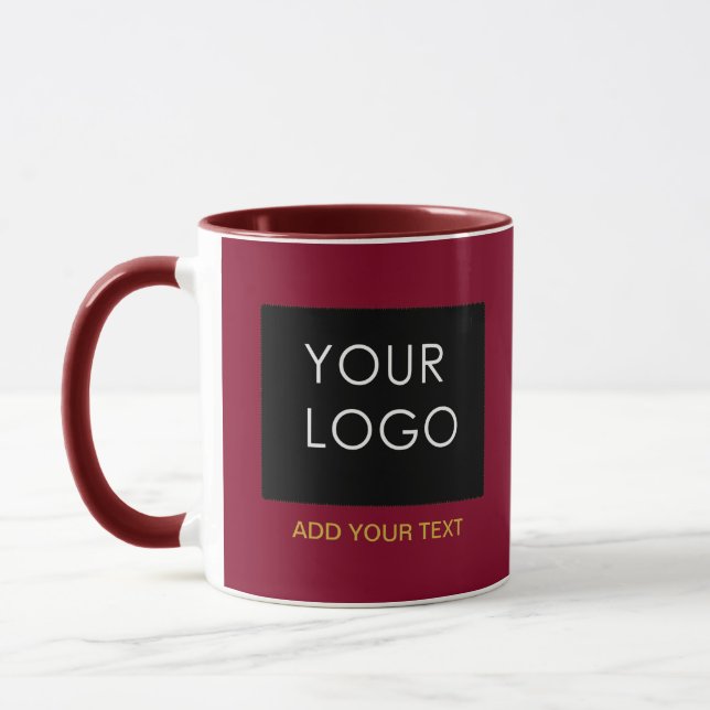 Burgundy Red Customizable Business Add Your Logo   Mug (Left)