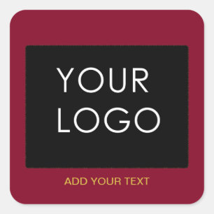 Burgundy Red Customizable Business Add Your Logo Square Sticker