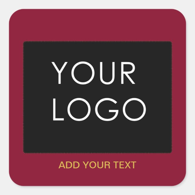Burgundy Red Customizable Business Add Your Logo Square Sticker (Front)