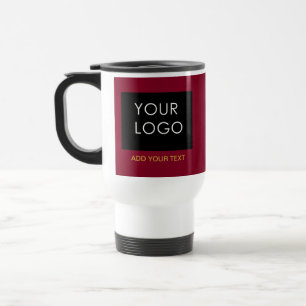 Burgundy Red Customizable Business Add Your Logo Travel Mug