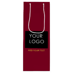 Burgundy Red Customizable Business Add Your Logo  Wine Gift Bag