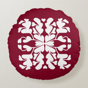 Burgundy red deco round pillow