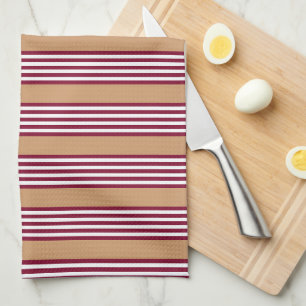 Burgundy red five stripes pattern kitchen towel