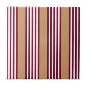 Burgundy red five stripes pattern tile