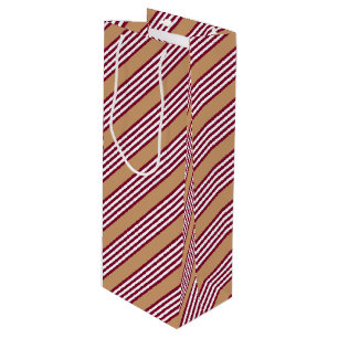 Burgundy red five stripes pattern wine gift bag