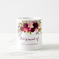 Burgundy Red Floral Boho Retirement Party Gift