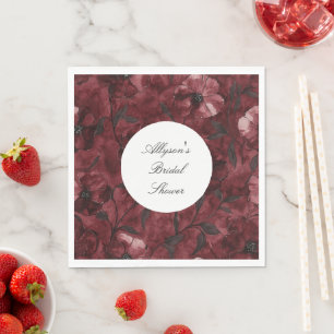 Burgundy Red Floral Bridal Shower Napkin