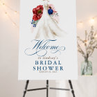Burgundy Red Floral Bridal Shower Welcome Sign