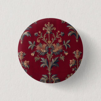 Burgundy red floral embroidery bag 1 inch round button