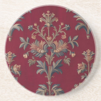Burgundy red floral embroidery bag coaster