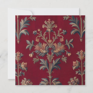 Burgundy red floral embroidery bag holiday card