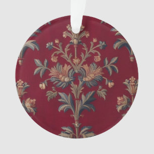 Burgundy red floral embroidery bag ornament