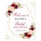 Burgundy Red Floral Gold Frame Bridal Shower Sign
