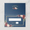 Burgundy Red Floral Navy Blue Gold Frame Wedding
