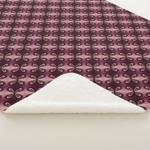 Burgundy Red Floral Petal Digital Pattern Sherpa Blanket