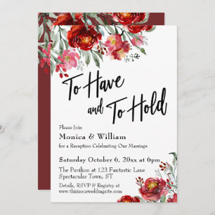 Burgundy Red Floral To Have and to Hold Invitation