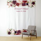 Burgundy Red Floral Wedding Photo Booth Backdrop