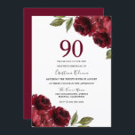 Burgundy Red Floral Womans 90th Birthday Party Invitation<br><div class="desc">Burgundy Red Roses Womans 90th NInetieth Birthday Party Invitation

See matching collection in Niche and Nest Store</div>
