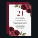 Burgundy Red Flowers 21st Birthday Party Invitation<br><div class="desc">Burgundy Red Flowers 21st Birthday Party Invitation

See matching collection in Niche and Nest Store</div>