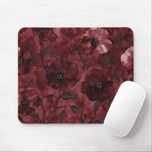 Burgundy Red Flowers Mouse Pad
