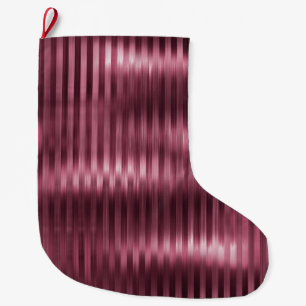 Burgundy Red Glam Stripes Large Christmas Stocking