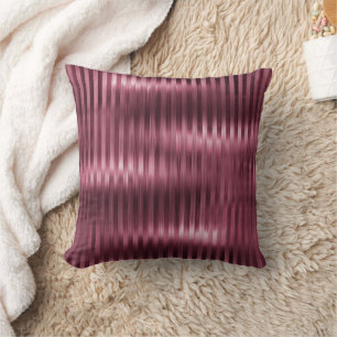 Burgundy Red Glam Stripes Throw Pillow