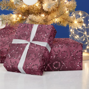 Burgundy Red Glitter XOXO Wrapping Paper