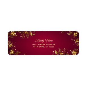 Burgundy Red Gold Flowers Adresse de retour
