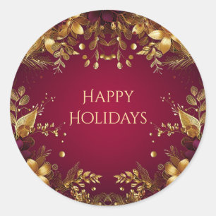 Burgundy Red Gold Flowers Sticker