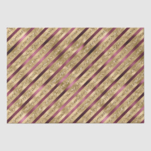 Burgundy Red Gold Glitter Stripes Tissue Paper
