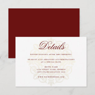 Burgundy Red Gold Mandala Indian Wedding Details Enclosure Card