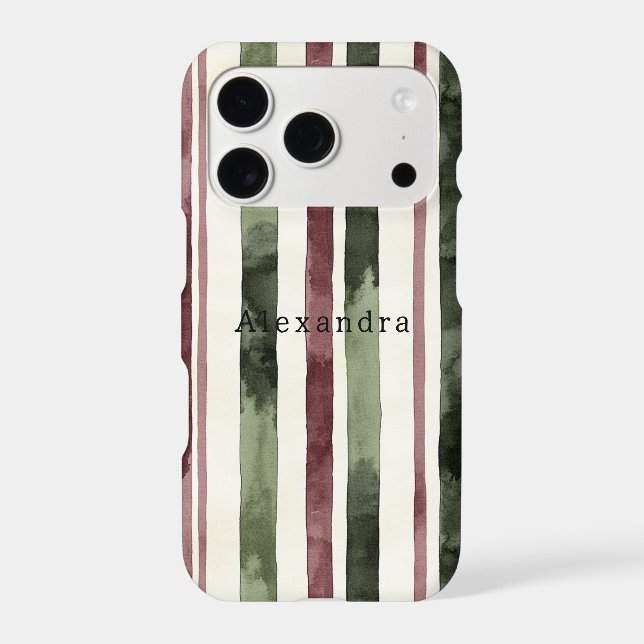 Burgundy Red Green Cream Stripes   (Back)