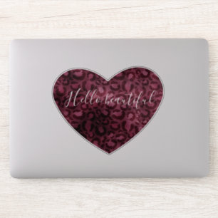 Burgundy Red Leopard Print Heart Beautiful Quote