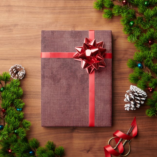 Burgundy Red Linen Look Wrapping Paper (Holiday Gift)