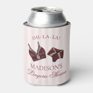 Burgundy Red Lingerie Shower Bachelorette Favour Can Cooler
