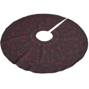 Burgundy Red Mandala with Ornamental Symmetry Brushed Polyester Tree Skirt