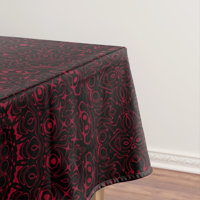 Burgundy Red Mandala with Ornamental Symmetry Tablecloth (In Situ)