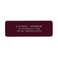 Burgundy Red Minimalist Return Address Label