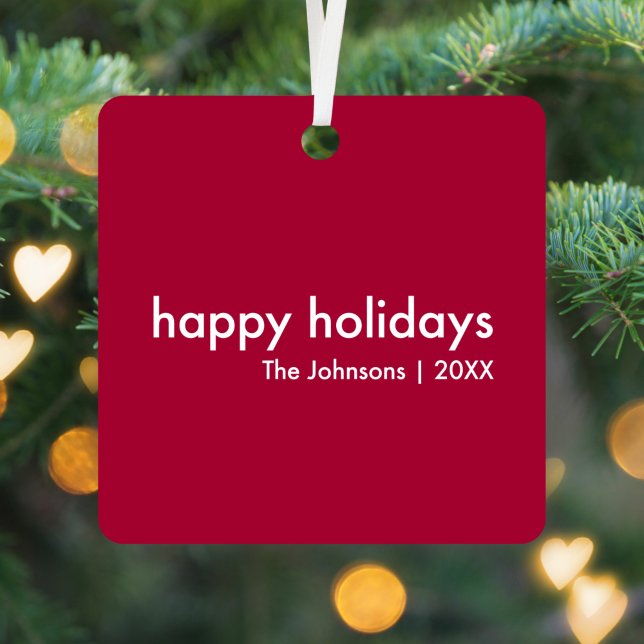 Burgundy Red Minimalist | Ruby Maroon Christmas Metal Ornament (Creator Uploaded)