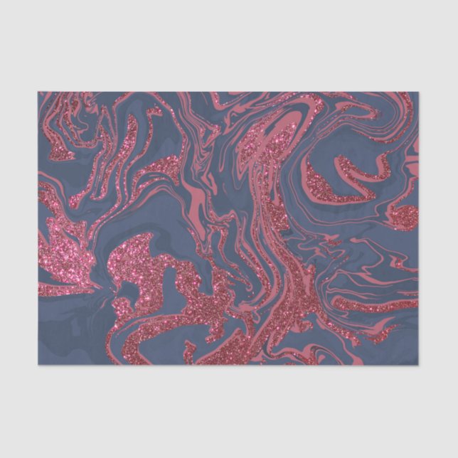 Burgundy Red Navy Blue Glitter Marble Tissue Paper (Front)