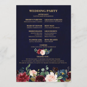 Burgundy Red Navy Floral Rustic Boho Fan Back Program